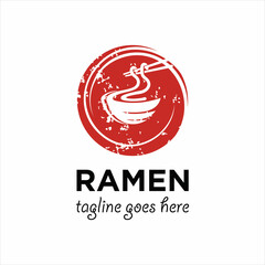 Ramen Logo Design Illustration . Ramen menu logo template with bowl . Japanese food logo stock vector Illustration