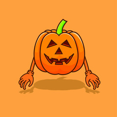 Pumpkin halloween isolated illustration vector with hand and shadow. creepy pumpkins elements illustration can use for halloween design poster, banner, flyer, infographic, mascot, web icon