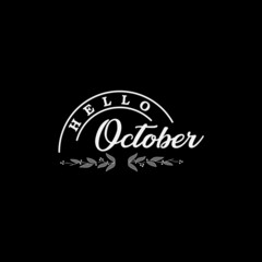 Vector illustration logo of Hello autumn and leaf on black background. Vector illustration
