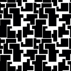 Trendy seamless pattern with graphic abstract geometric shapes. Avant-garde puzzle style. Geometric wallpaper for children books, cover design.