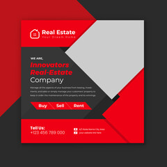 Real estate business advertising social media post banner design template