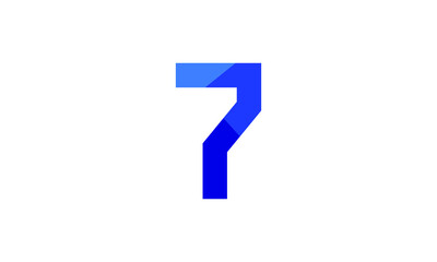 7 Number Modern Flat Blue Logo