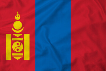 Flag of Mongolia, realistic 3d rendering with texture
