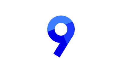 9 Number Modern Flat Blue Logo