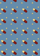 pattern pills retro blue