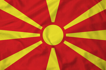 Flag of North Macedonia, realistic 3d rendering with texture