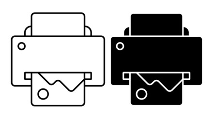 Linear icon. inkjet printer. Printing documents in office using copiers. Simple black and white vector on white background