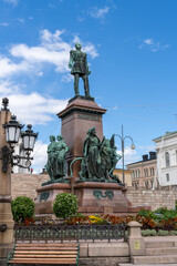 square with the statue of Czar Alexander II in downtown Helsinki