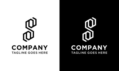 Obraz premium S letter geometric Logo design Linear. Hexagon logo design vector template.on a black and white background.