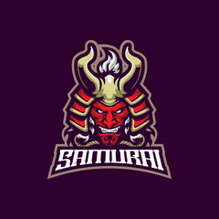 Samurai pirates mascot logo design vector with modern illustration concept style for badge, emblem and t shirt printing. Head samurai illustration for sport and esport team.