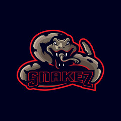 Snake mascot logo design vector with modern illustration concept style for badge, emblem and t shirt printing. Angry snake illustration.