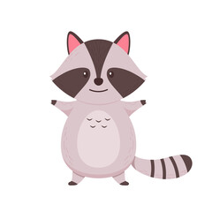 Raccoon cartoon vector. Raccoon on white background.