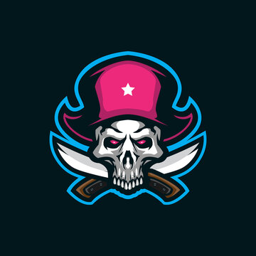Skull pirates mascot logo design vector with modern illustration concept style for badge, emblem and t shirt printing. Skull pirates illustration.