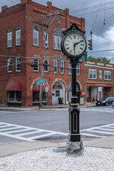 Frankfort, New York - July 2, 2021: Close up View of the Street Clock in Downtown Frankfort, New...