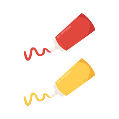 Tomato and mustard sauce vector. wallpaper. Tomato and mustard bottle.