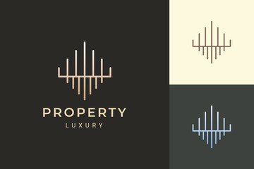 Naklejka premium Apartment or property logo in luxury and futuristic shape