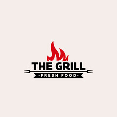 vintage retro BBQ grill, barbecue, barbeque logo design vector