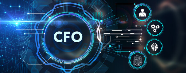 Business, Technology, Internet and network concept. virtual screen of the future and sees the inscription: CFO