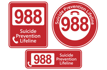 988 A graphic with a USA suicide prevention phone number as a motif. - obrazy, fototapety, plakaty