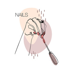 Lineart nails set vector illustration on white background 
