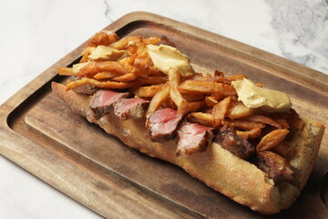 steak with fries sandwich 