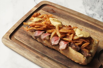 steak with fries sandwich 
