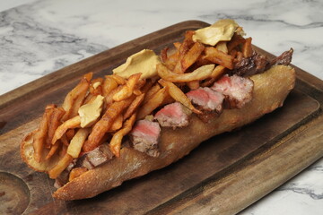 steak with fries sandwich 