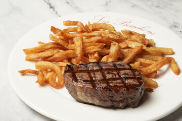 steak with French fries