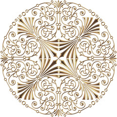3D-image  gold central  ornament for ceiling decoration