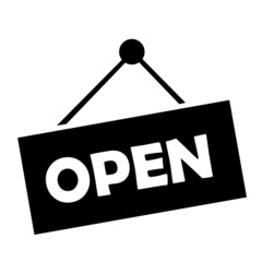 Door plaque with caption open , artwork , picture , illustration , drawing