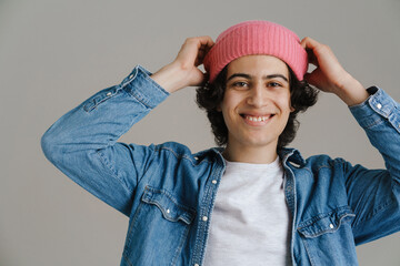 Smiling young white brunette man