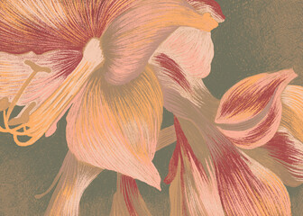 Elegant colorful lilies. Hand drawn floral background.
