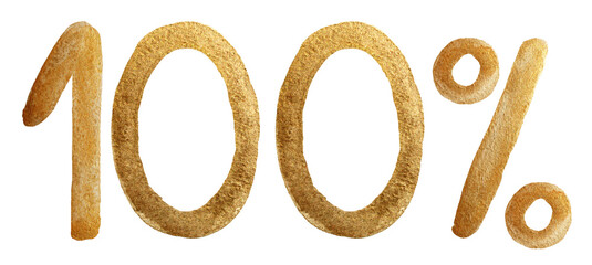 Hundred percent gold watercolor illustration. Template for decorating designs and illustrations.