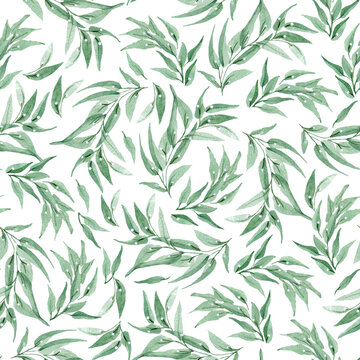 Decorative twigs watercolor seamless pattern. Template for decorating designs and illustrations.