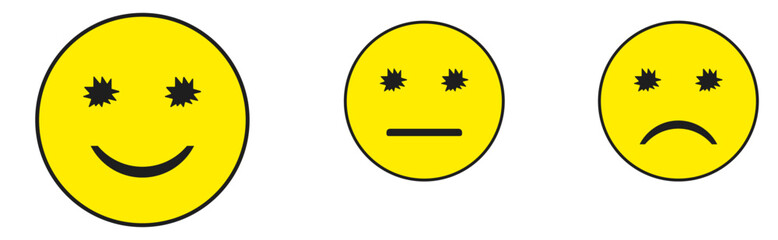 smiley and sad face.
evaluation and rating concept.
customer review and rating.
with customer feedback