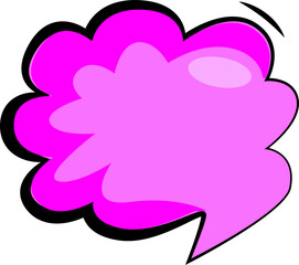 Speech bubble, pink color. Stickers for inserting text. A design element. Bright colored bubble for conversations on a white background, empty frames.