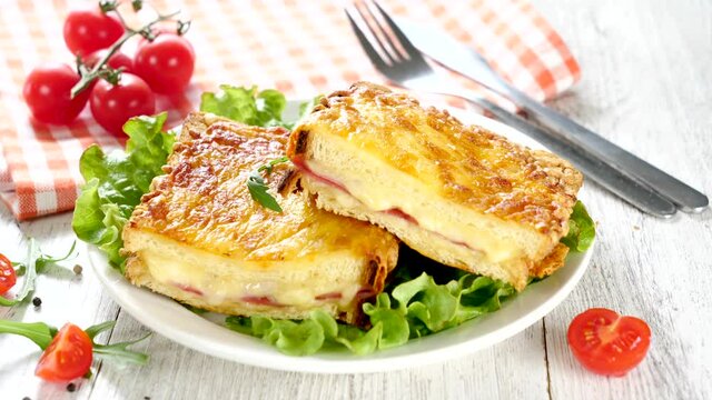 croque monsieur- toasted bread with cheese and ham