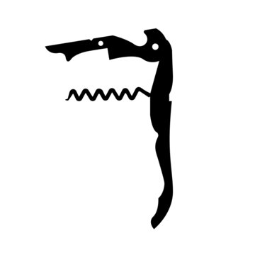 black corkscrew opener on white background clip art preview