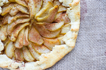 handmade sweet pastries. traditional French galette with pear and cinnamon 