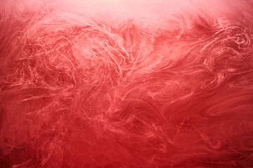 Abstract red ocean background, ruby paints in water, vibrant bright smoke scarlet wallpaper