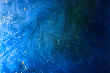 Obraz na płótnie Canvas Abstract blue ocean background. Underwater swirling smoke, vibrant sea colors wallpaper, wave paint in water