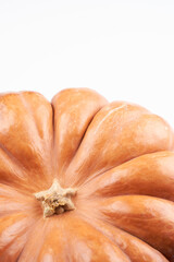 Close-up raw orange pumpkin isolated on white food background