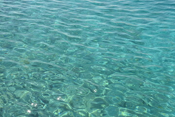 transparent sea on a boat trip in Egina  Greece