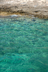 transparent sea on a boat trip in Egina  Greece