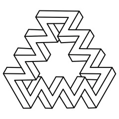 Unreal impossible geometric figure, vector element for design. Optical illusion shape. Optical art object.