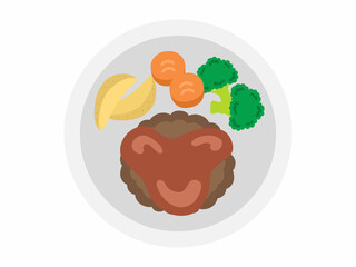 皿に盛られたハンバーグのイラスト
