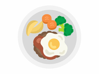 皿に盛られたハンバーグのイラスト