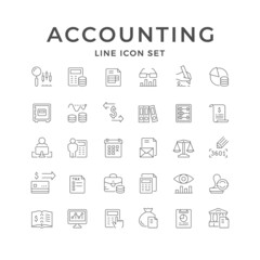 Set line icons of accounting