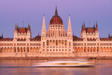 Budapest, Hungary. A classic view of the historic parliament building. Danube River and Parliament...
