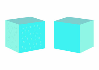 A pouf in the shape of a cube. Isometric style. Flat style. Isolated vector illustration. Fashion illustration. Contemporary home decor. Living room interior, photo studio. Model. White background.